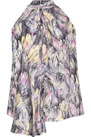 Balmain Abstract-print tie-neck blouse