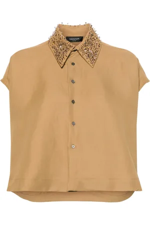 Fabiana Filippi Beaded cap-sleeve shirt