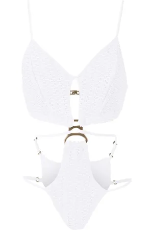 AMIR SLAMA Woven cut-out one-piece