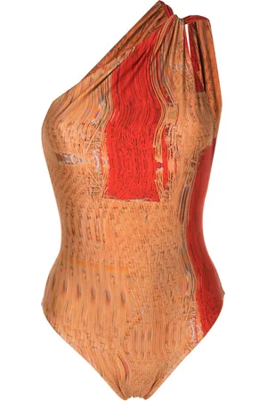 Lenny Niemeyer Warped-print one-shoulder one-piece