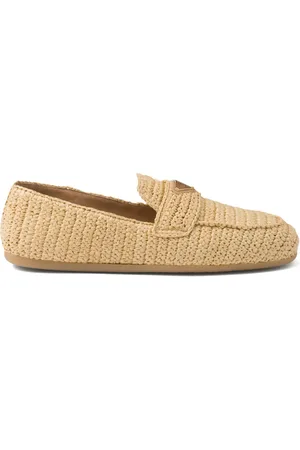 Prada Logo-triangle raffia loafers
