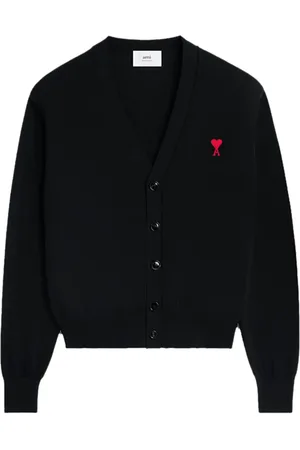 Ami Logo-embroidered wool cardigan