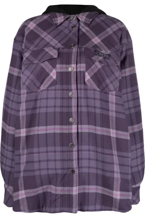 ROTATE Hooded flannel shirt jacket