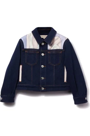 PUCCI Junior Marmo-print denim jacket