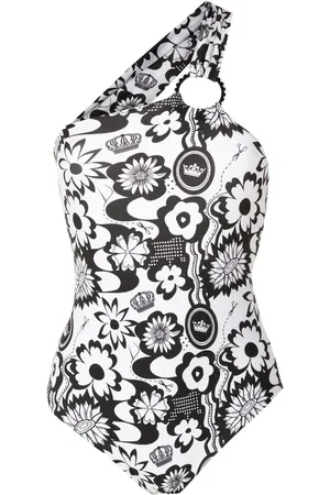 AMIR SLAMA Floral-print one-shoulder swimsuit
