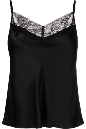 Maje Lace-trim silk top