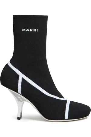 Marni Logo intarsia-knit ankle boots