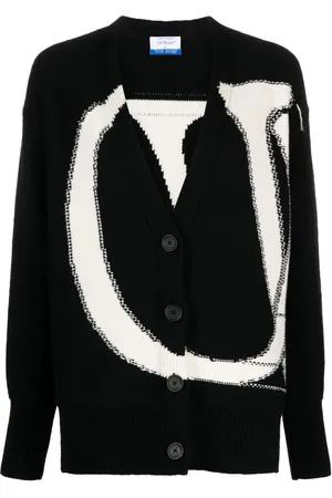 OFF-WHITE Maxi logo-intarsia wool cardigan