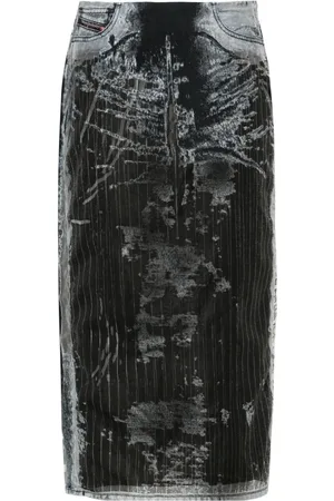 Diesel De-Pra-Fse1 denim midi skirt