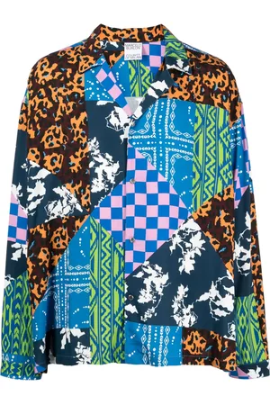 MARCELO BURLON Mix-print camp collar shirt