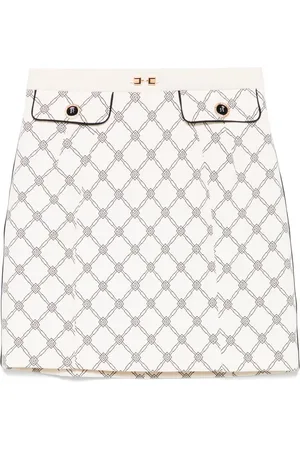 Elisabetta Franchi Diamond-print crepe mini skirt