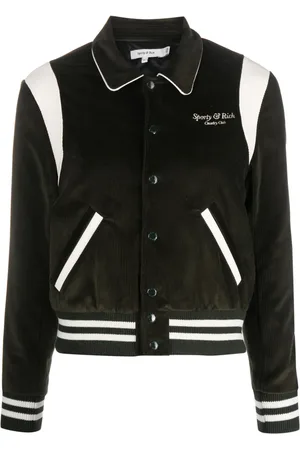 Sporty & Rich Logo-embroidered cotton bomber jacket