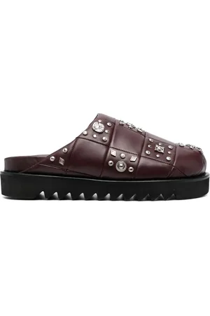 TOGA VIRILIS Stud-embellished leather slippers