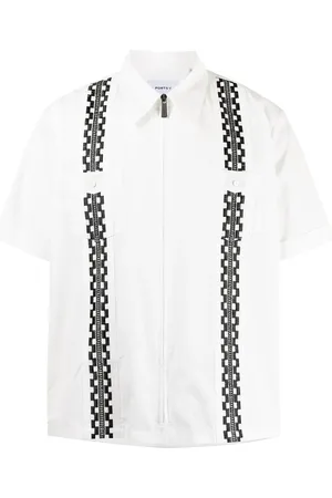 Ports V Geometric band cotton shirt