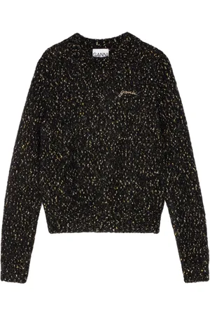 Ganni Logo-embroidered crew-neck jumper