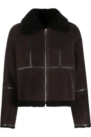 YVES SALOMON Shearling-trim suede jacket