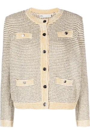 Tory Burch Metallic-thread striped cardigan