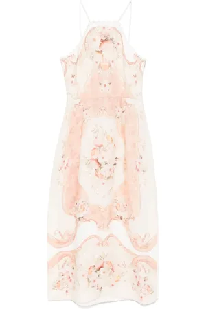Twin-Set Printed linen midi dress
