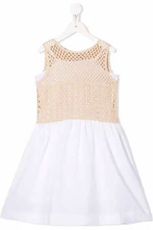 Il gufo Crochet-top linen dress