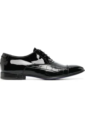 Philipp Plein Crocodile-effect leather oxford shoes