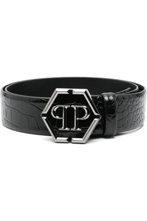Philipp Plein Hexagon logo-buckle leather belt