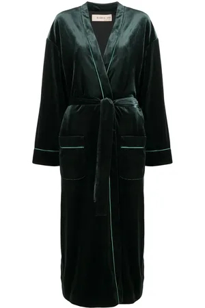 BLANCA Velvet-effect tied-waist coat