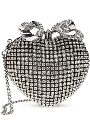 Self-Portrait Crystal Heart clutch bag