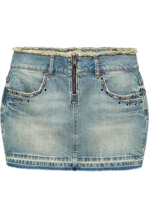 Guess Frayed-brim denim miniskirt