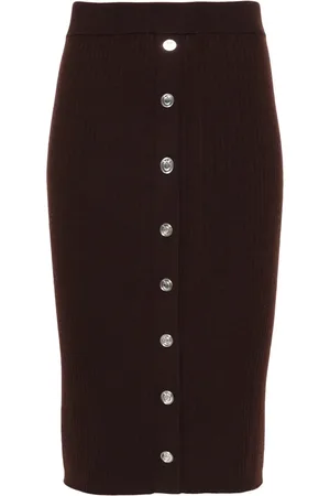 Pinko Ribbed-knit midi skirt
