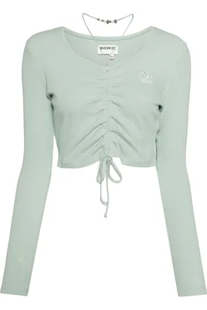 Musium Div. Logo-embroidered ruched T-shirt