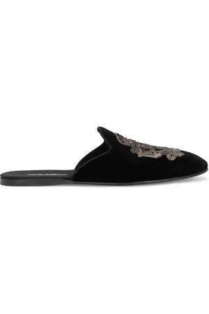 Dolce & Gabbana Embroidered velvet slippers