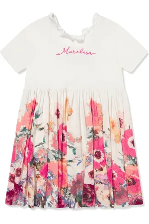 Marchesa Notte Logo-embroidered floral dress