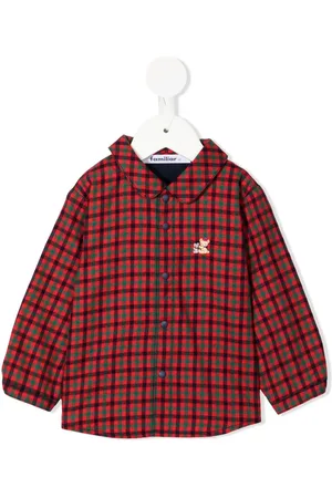 Familiar Gingham-check panelled shirt
