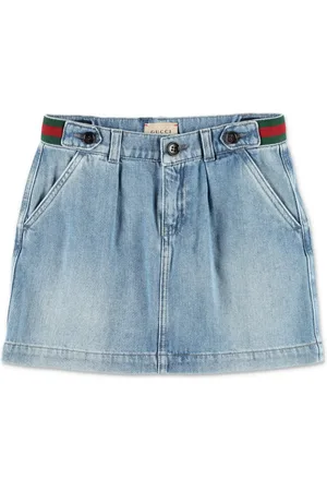 Gucci Web-stripe denim skirt