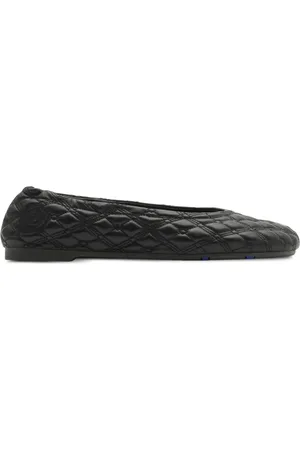 Burberry Equestrian Knight-embroidered leather ballerina shoes