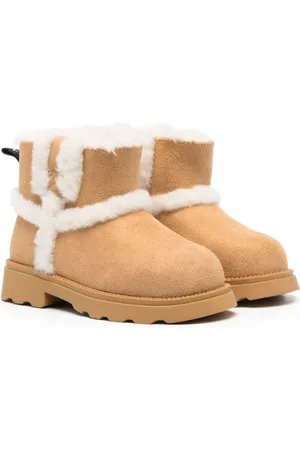MONNALISA Shearling-trim suede boots