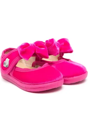 MONNALISA Bow-detail velour ballerinas