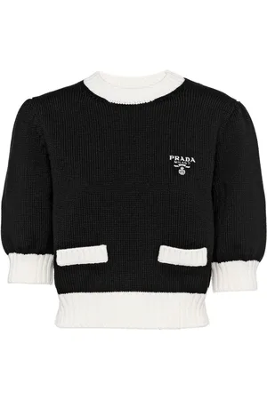 Prada Logo-embroidered cropped jumper