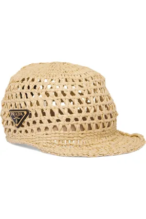 Prada Logo-plaque woven raffia hat