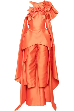 Saiid Kobeisy Mikado jumpsuit with asmmymetrical cuts and matching embroidery