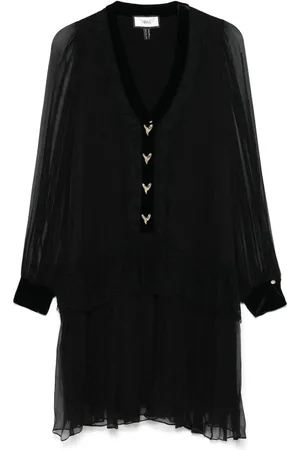 NISSA Lace-panelling silk mini dress