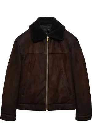 Prada Triangle-logo leather bomber jacket