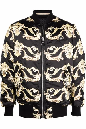 Philipp Plein Gothic-print quilted bomber jacket