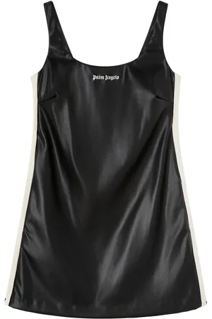 Palm Angels Logo-embroidered square-neck minidress