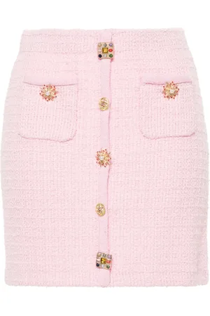 Self-Portrait Jewelry-buttons knitted mini skirt