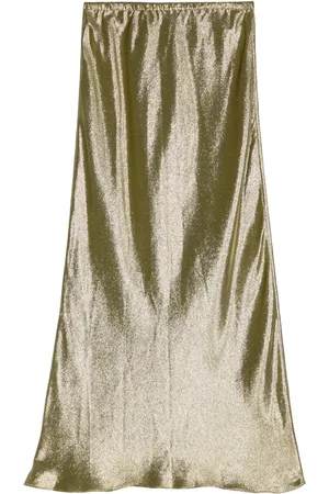 Cynthia Rowley Lam??-effect maxi silk skirt