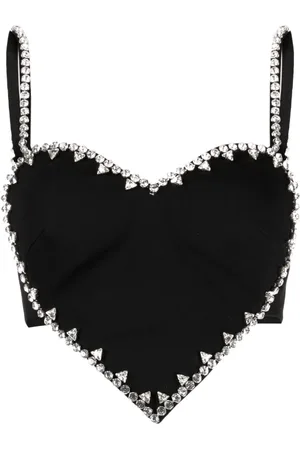 AREA Heart-motif crystal-embellished top