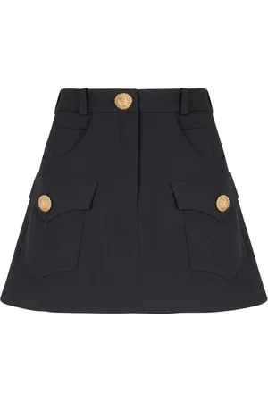 Balmain Western panelled wool mini skirt