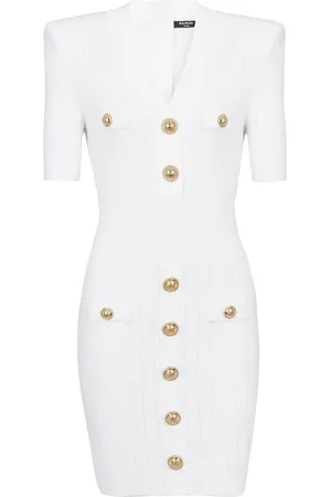 Balmain Knitted button-embellished minidress