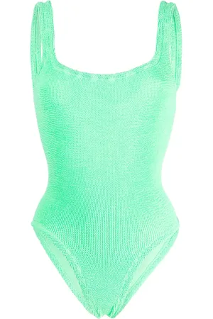 Hunza G Square-neck crinkled-finish swimsuit